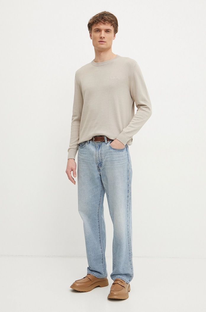 Pepe Jeans sweter bawełniany ESSENTIAL COTTON SWEATER PM702512 beżowy SS25