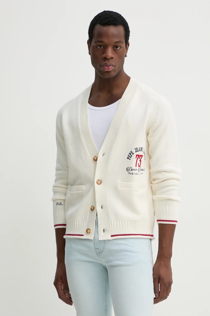 Pepe Jeans kardigan LUCIAN aplikacja beżowy PM702518