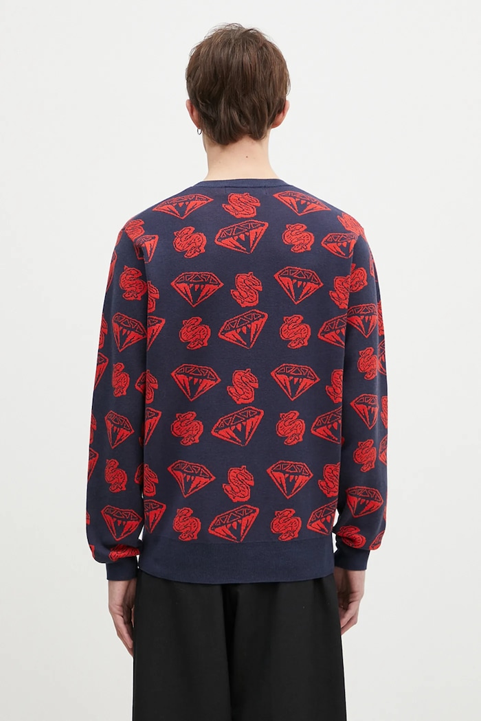 Одяг Светр з домішкою вовни Billionaire Boys Club Diamonds & Dollars Knitted Jumper B24223 темно-синій