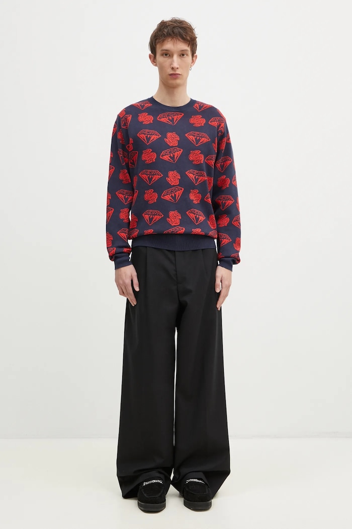 Светр з домішкою вовни Billionaire Boys Club Diamonds & Dollars Knitted Jumper B24223 темно-синій