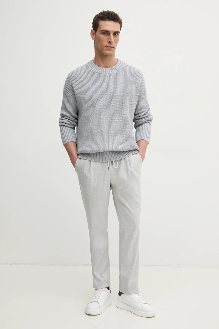 Bavlněný svetr Michael Kors CR560ELFE5 šedá SS25