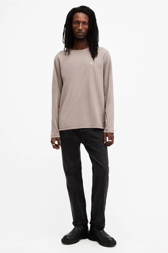 Bavlněná mikina AllSaints ROWE M023JB béžová