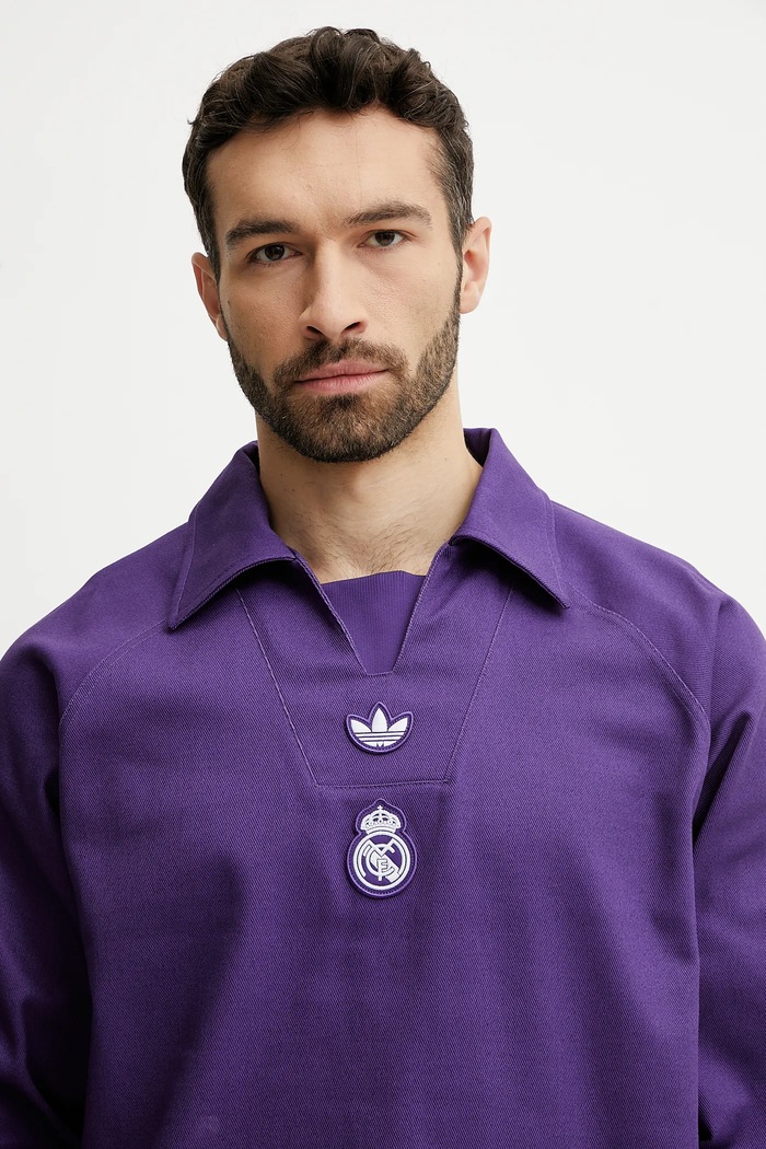 adidas Originals bluza bawełniana REAL ICON DTOP fioletowy JF2578