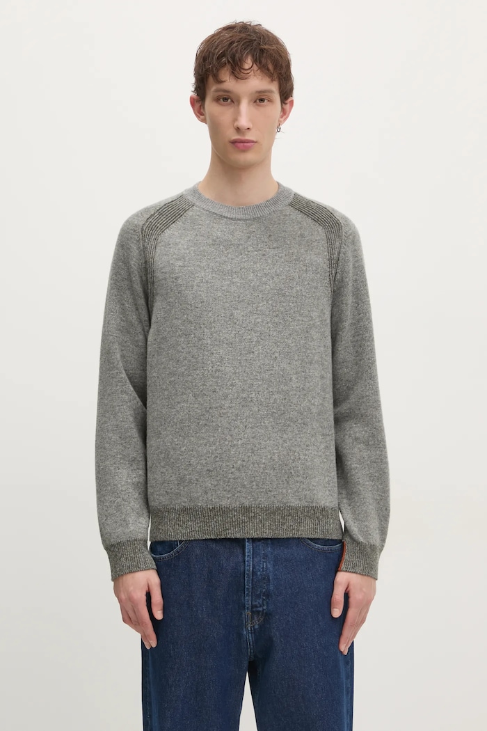 Вълнен пуловер Paul Smith изчистен сив M1R.246Z.P02585