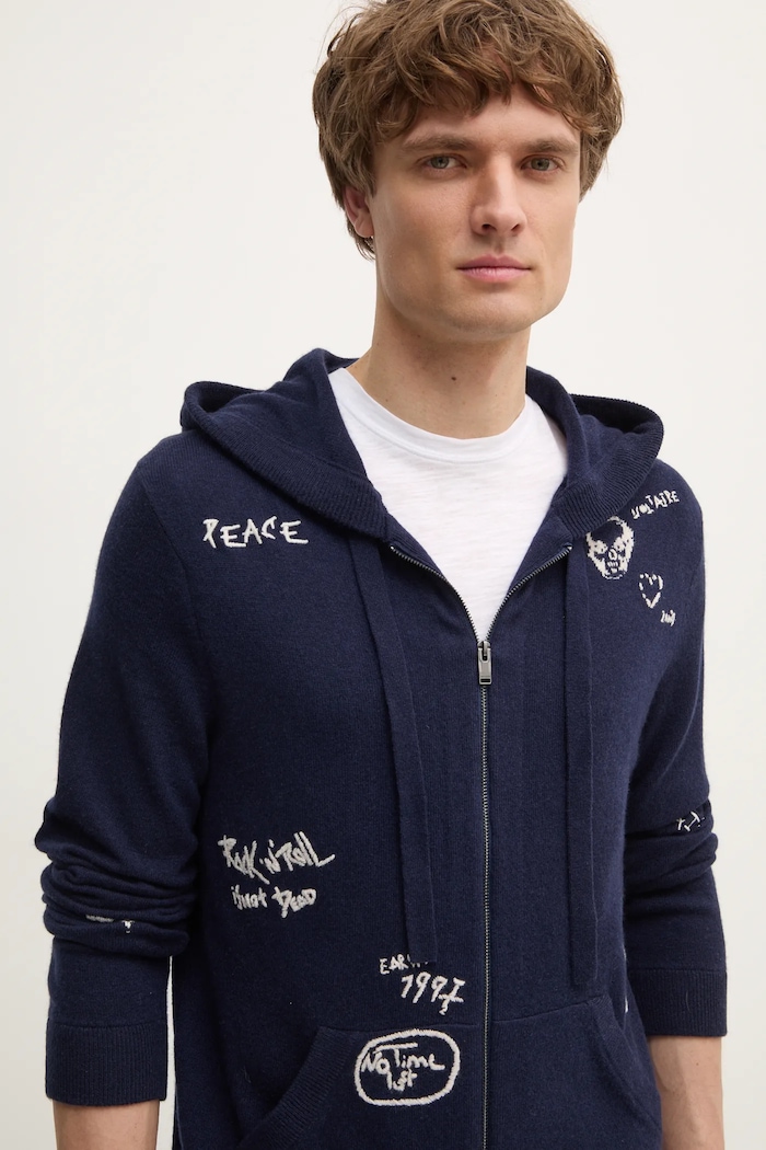 ZADIG&VOLTAIRE sweter wełniany granatowy KMCA01259.404