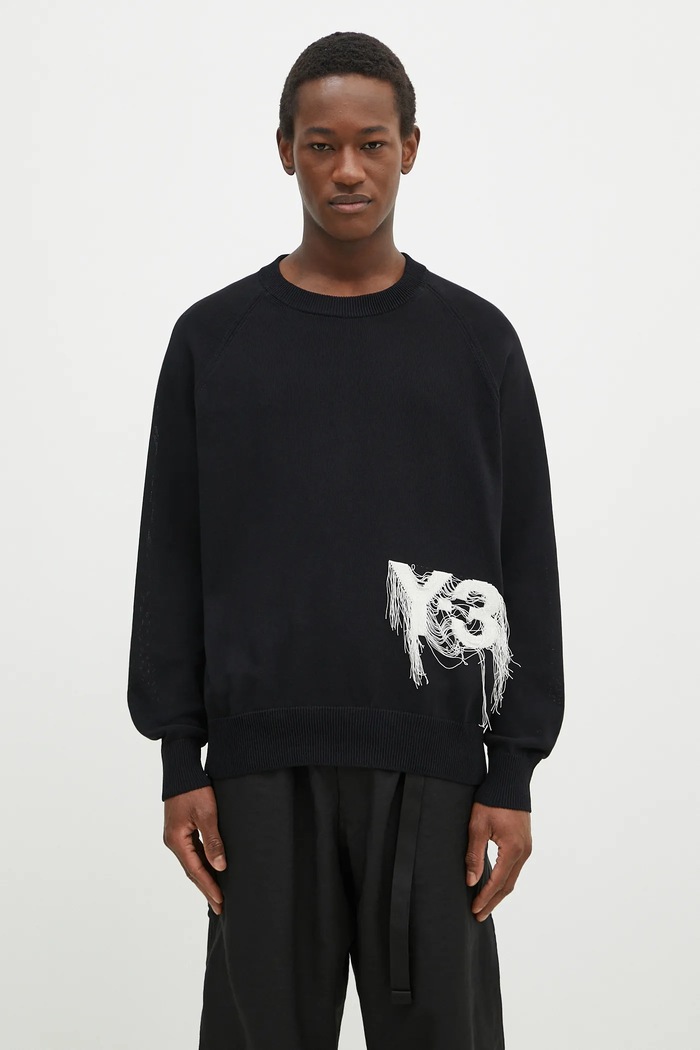 Svetr Y-3 Logo Knit Crew nášivka černá JL8752