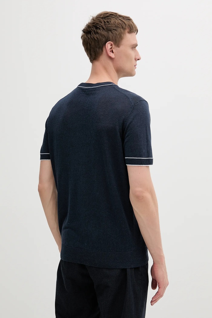 Odzież BOSS T-shirt lniany 50537639 granatowy