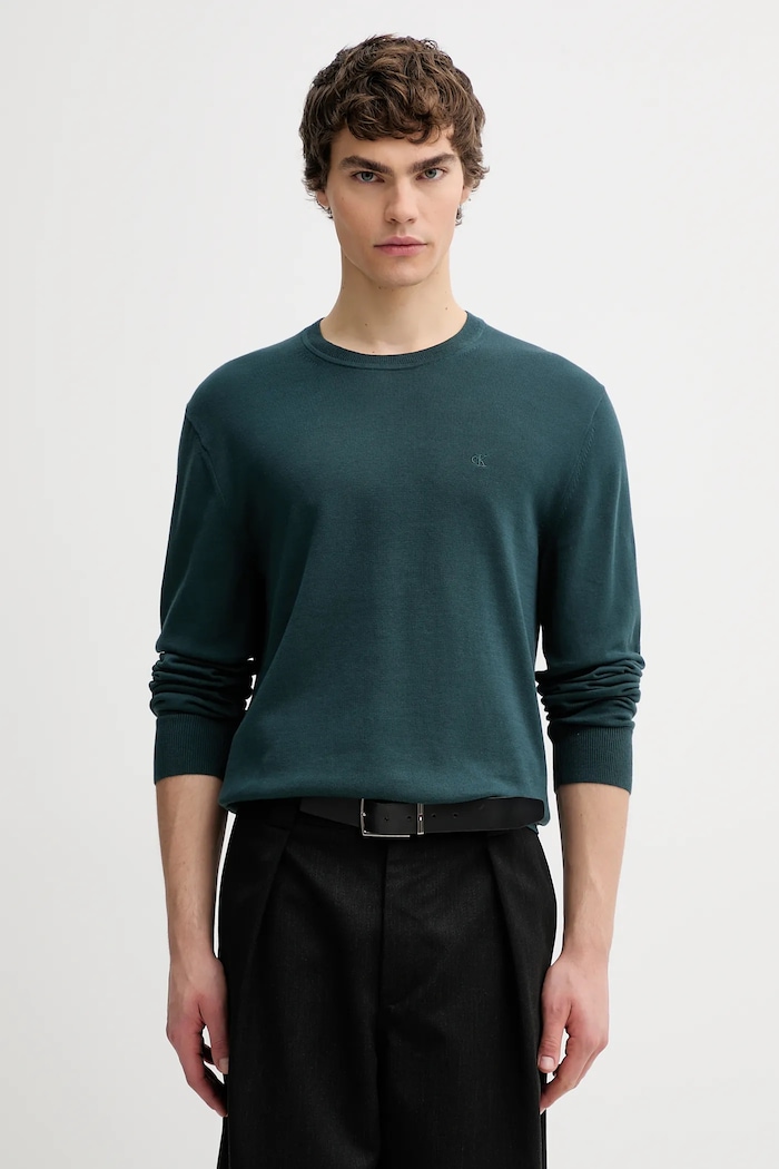 Calvin Klein pulover bărbătesc din bumbac turcoaz LV040BM343