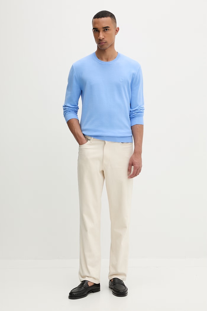 Calvin Klein sveter pánsky bavlnený LV040BM343 modrá SS26