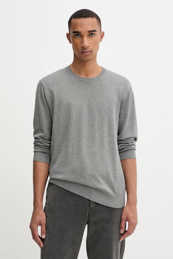 Calvin Klein pulover bărbați din bumbac subtiri gri LV040BM343