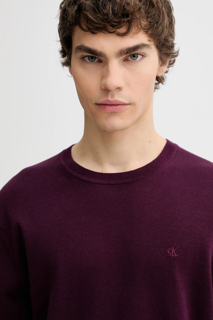 Calvin Klein sveter pánsky bavlnený burgundské LV040BM343