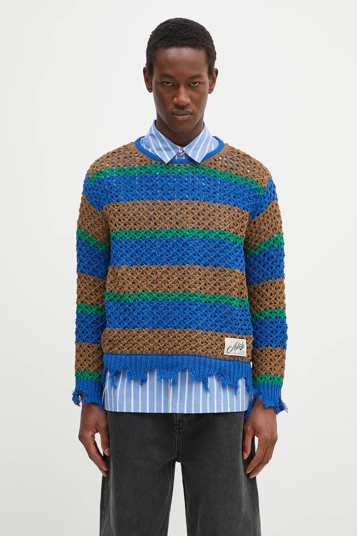 Pulover Andersson Bell Damaged Stripe Boatneck s uzorkom smeđa atb1239u