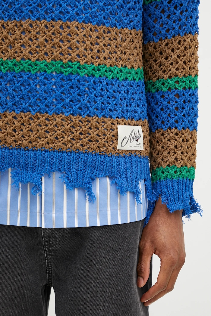 Pulover Andersson Bell Damaged Stripe Boatneck smeđa atb1239u