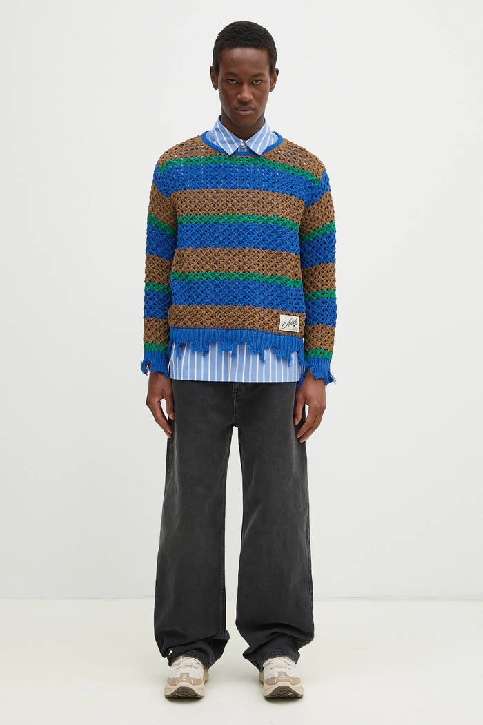 Pulover Andersson Bell Damaged Stripe Boatneck atb1239u smeđa