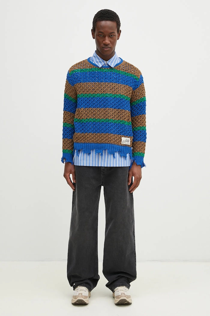 Pulover Andersson Bell Damaged Stripe Boatneck atb1239u smeđa