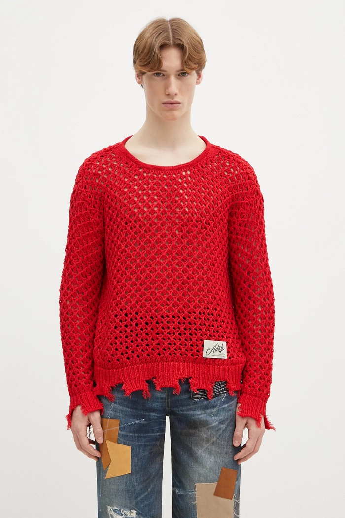 Andersson Bell maglione Damaged Boatneck semplice rosso atb1240u
