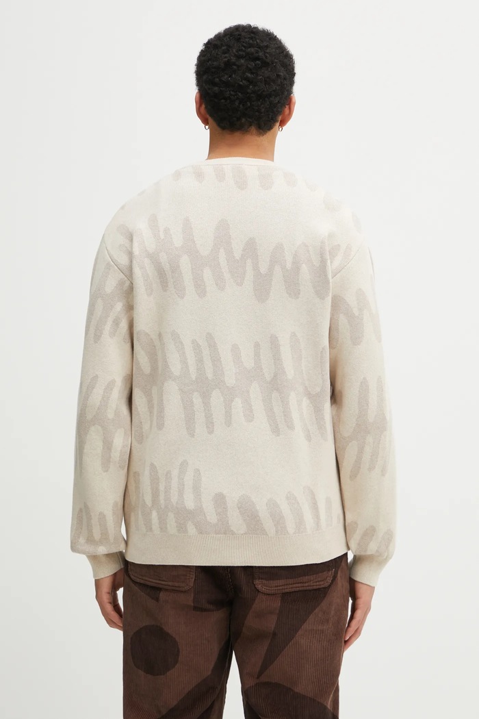 Clothing by Parra woolen jumper Static stalker 53117. beige