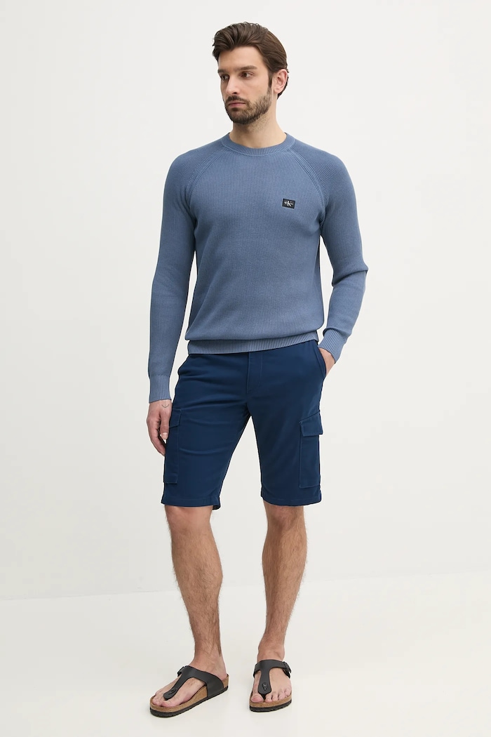 Calvin Klein Jeans sweter bawełniany J30J327281 niebieski SS25