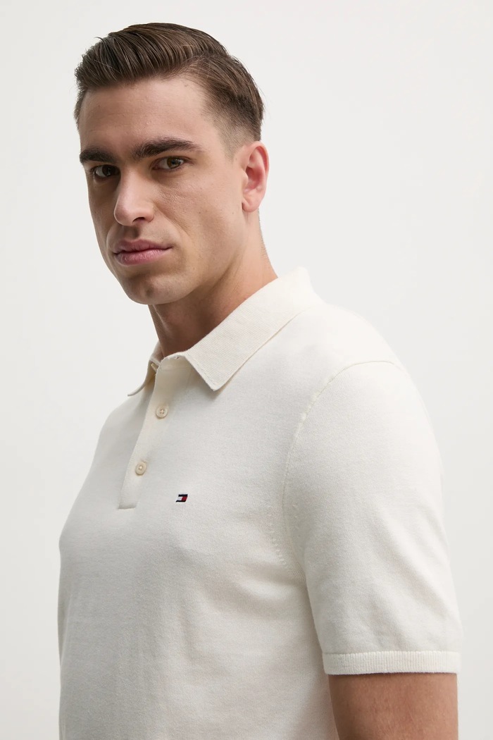 Tommy Hilfiger polo bărbați bumbac bej MW0MW37396