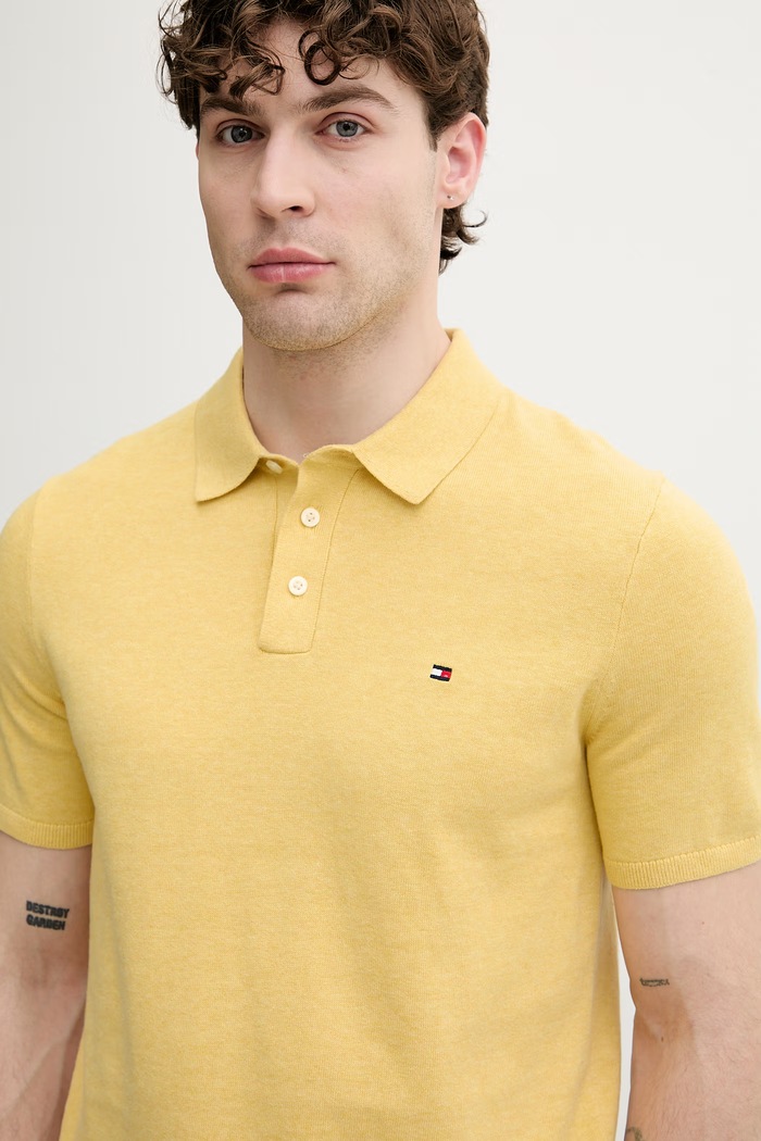 Tommy Hilfiger polo tričko pánske bavlnené žltá MW0MW37396