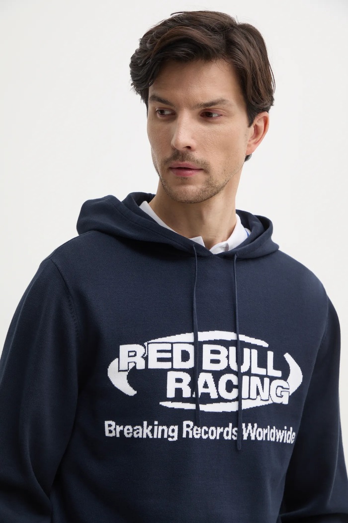 Bavlnený sveter Red Bull Racing x Pepe Jeans INTARSIA HOODY tmavomodrá RM700010