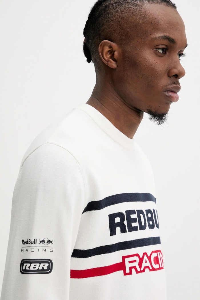 Red Bull Racing x Pepe Jeans pulover de bumbac KNITTED MOTO CREW bej RM700011