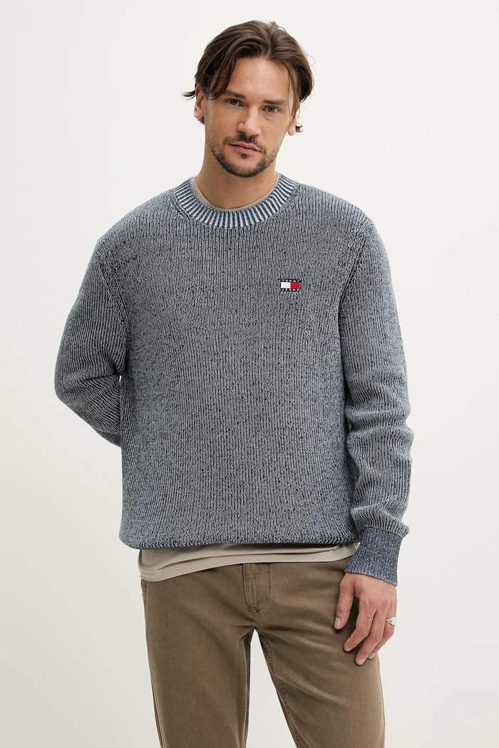 Tommy Jeans sweter męski bawełniany okrągły granatowy DM0DM20923