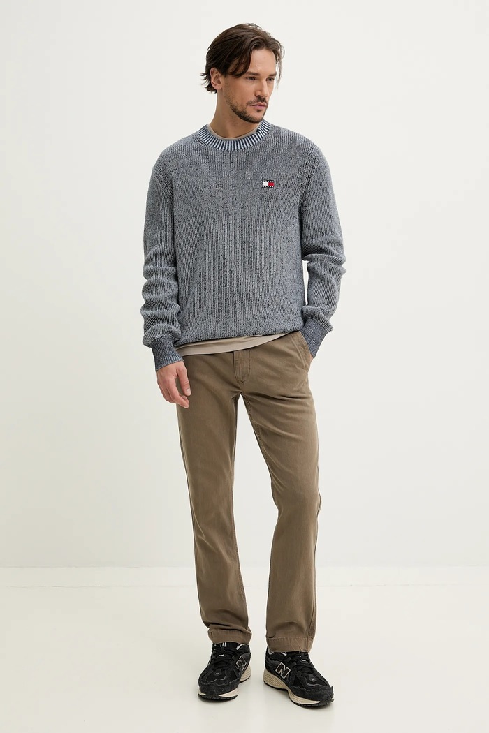 Tommy Jeans sweter męski bawełniany DM0DM20923 granatowy SS25