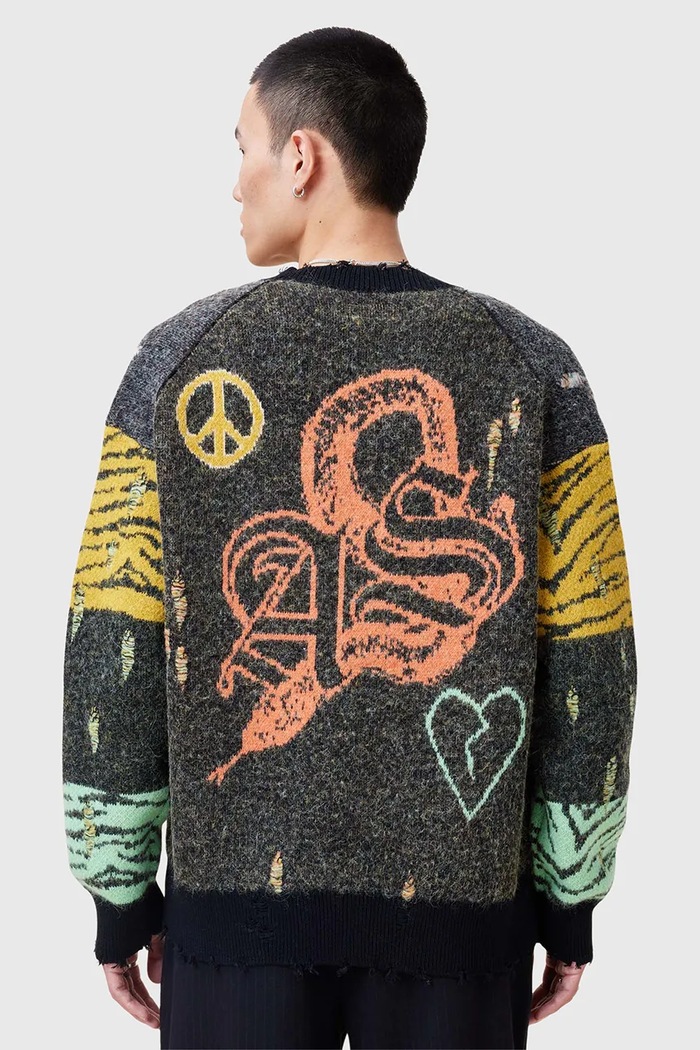AllSaints kardigan z domieszką wełny AKKI M009KC czarny