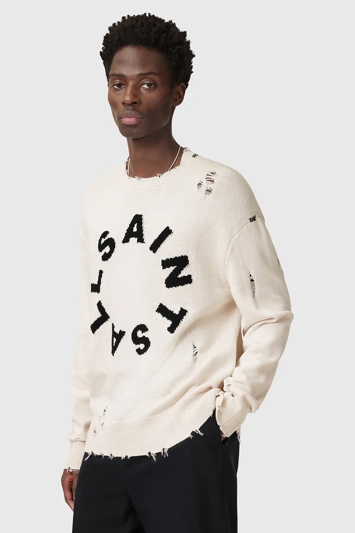 AllSaints sweter bawełniany DIAGEO bawełna biały M025KC