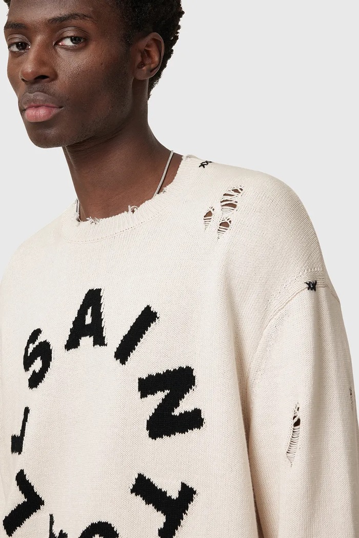 AllSaints sweter bawełniany DIAGEO M025KC biały SS25