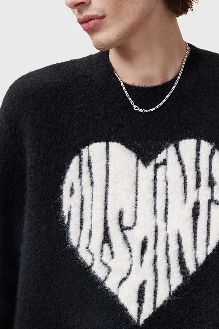 AllSaints sweter wełniany BUBBLE M023KC czarny SS25