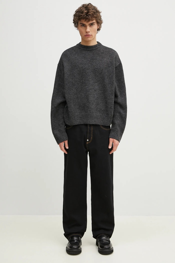 MKI MIYUKI ZOKU sweter z domieszką wełny Mohair Blend Knit Crew MOHAIR.BLEND.KNIT.CR.BL czarny