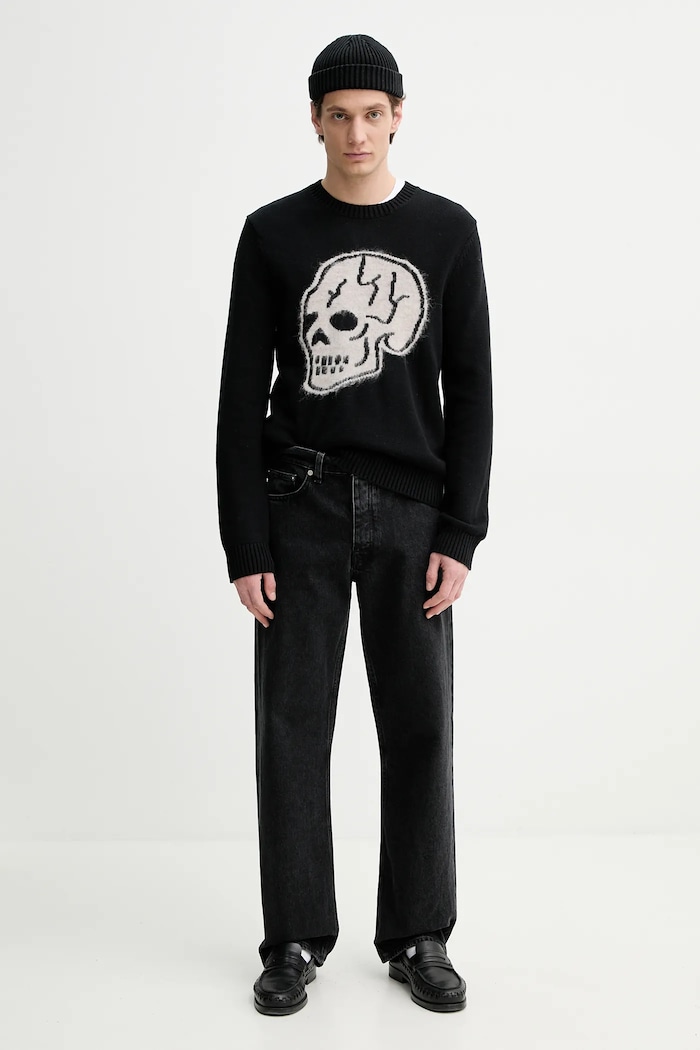 The Kooples pulover din amestec de lână HPUL30003K negru SS25