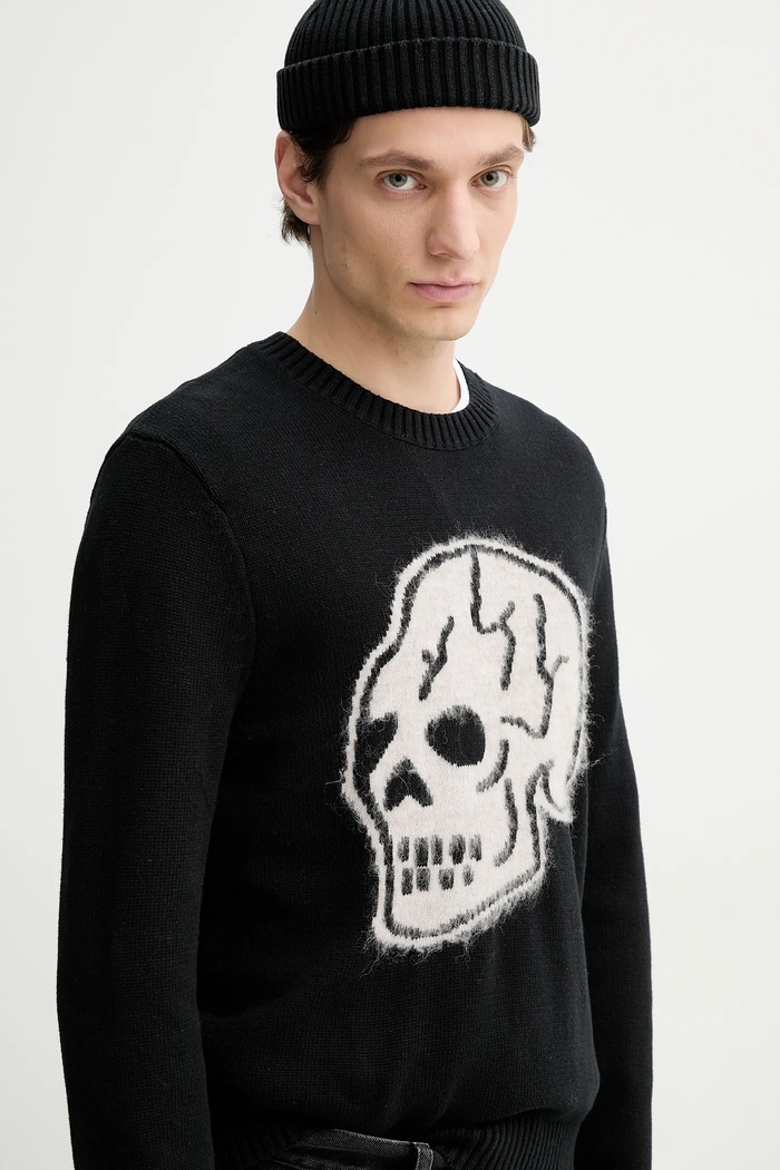 The Kooples pulover din amestec de lână negru HPUL30003K