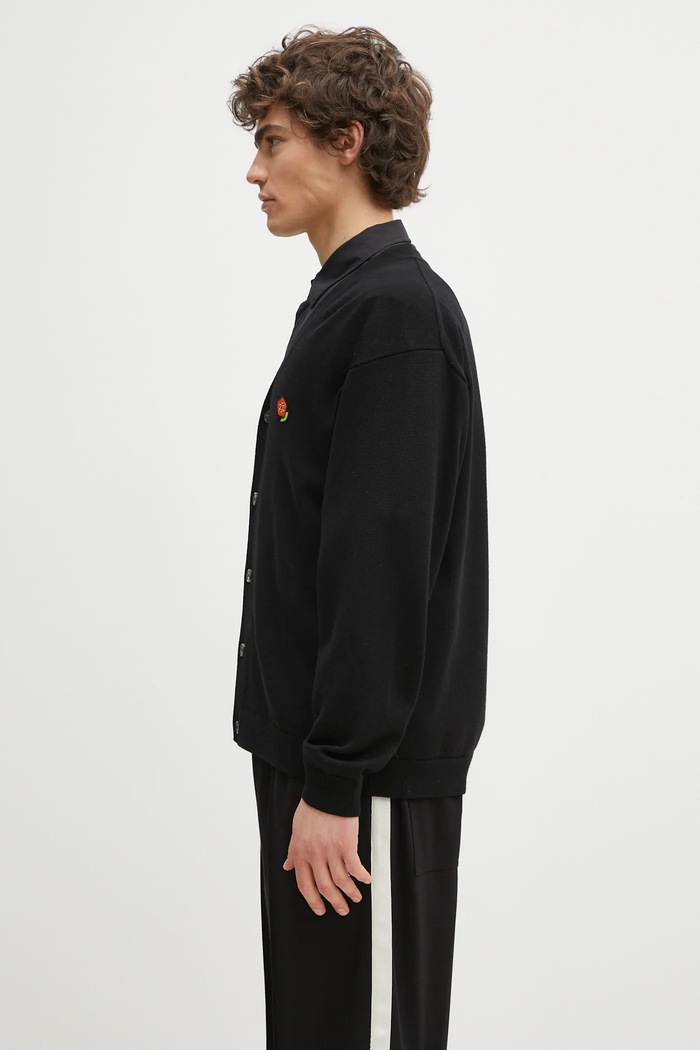 Vuneni kardigan Kenzo Pop FF55CA7263LB.99J crna SS25
