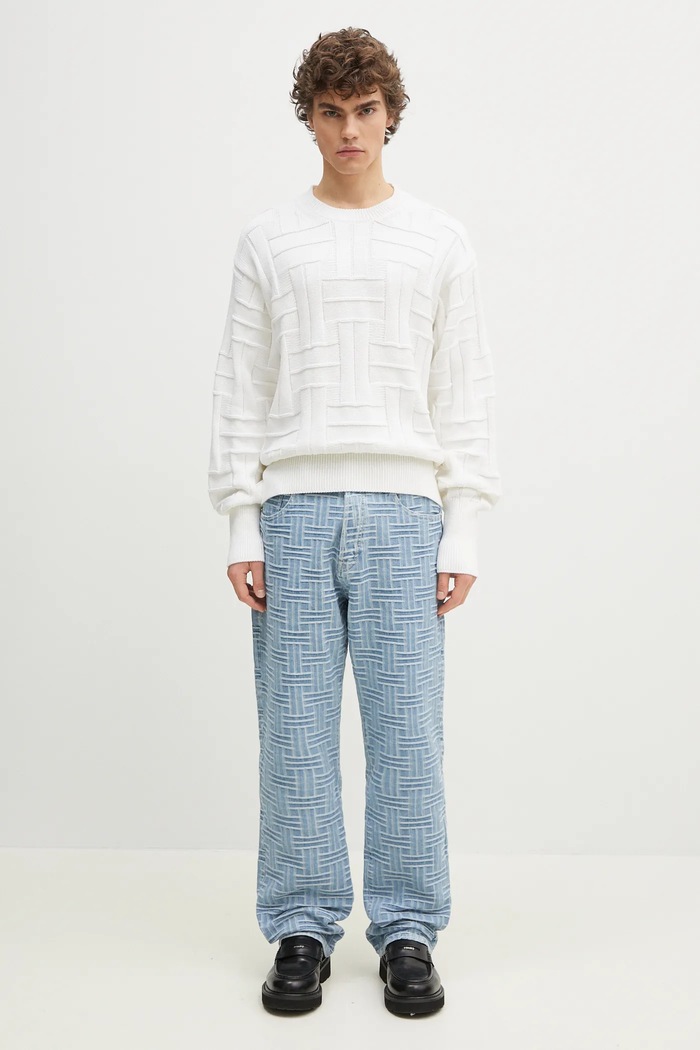 Bavlnený sveter Kenzo Weave FF55PU7083CB.02 biela