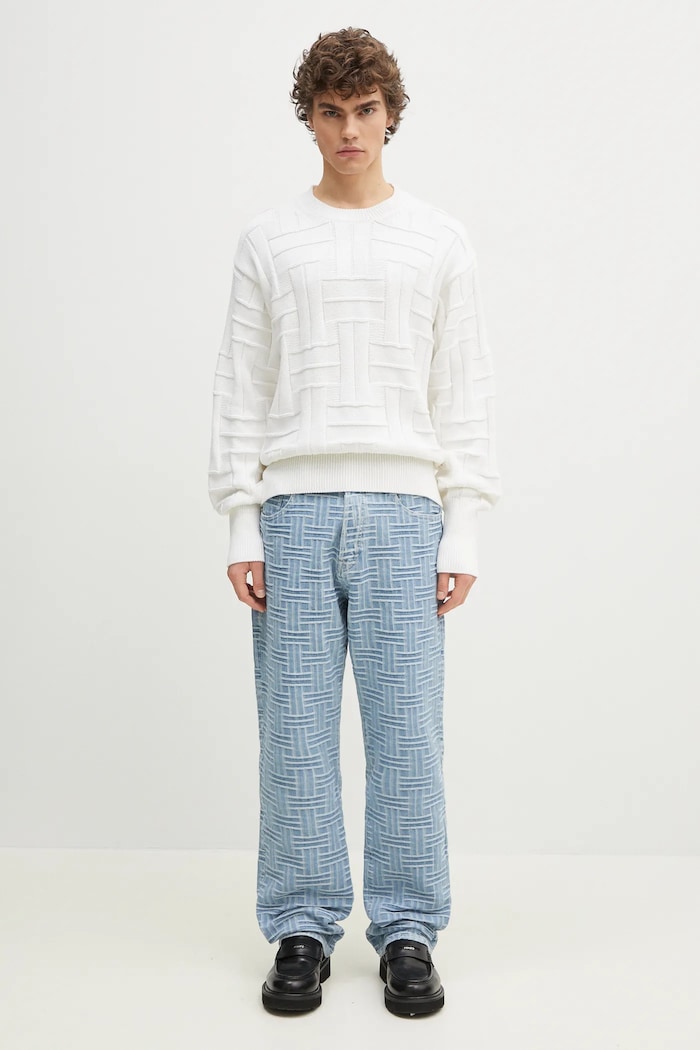 Bavlnený sveter Kenzo Weave FF55PU7083CB.02 biela