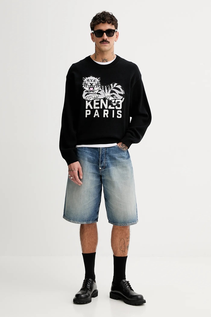 Vlnený sveter Kenzo Happy Tiger FF55PU7273LD.99J čierna SS25