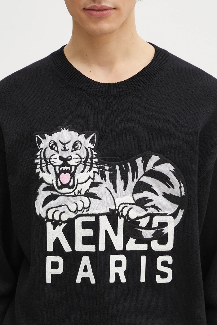Kenzo maglione in lana Happy Tiger nero FF55PU7273LD.99J