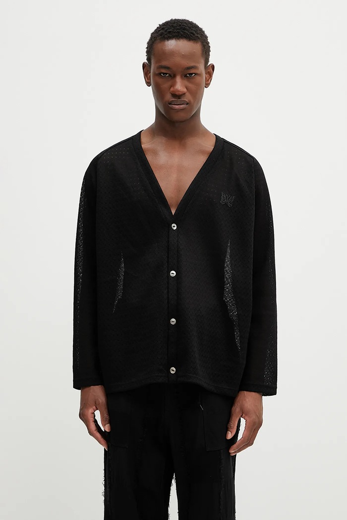 Kardigan Needles V-Neck Cardigan hladký černá QV347