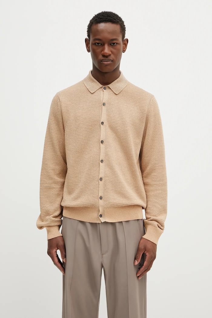 Paul Smith kardigan z domieszką lnu pozostałe beżowy M1R.258Z.P02681