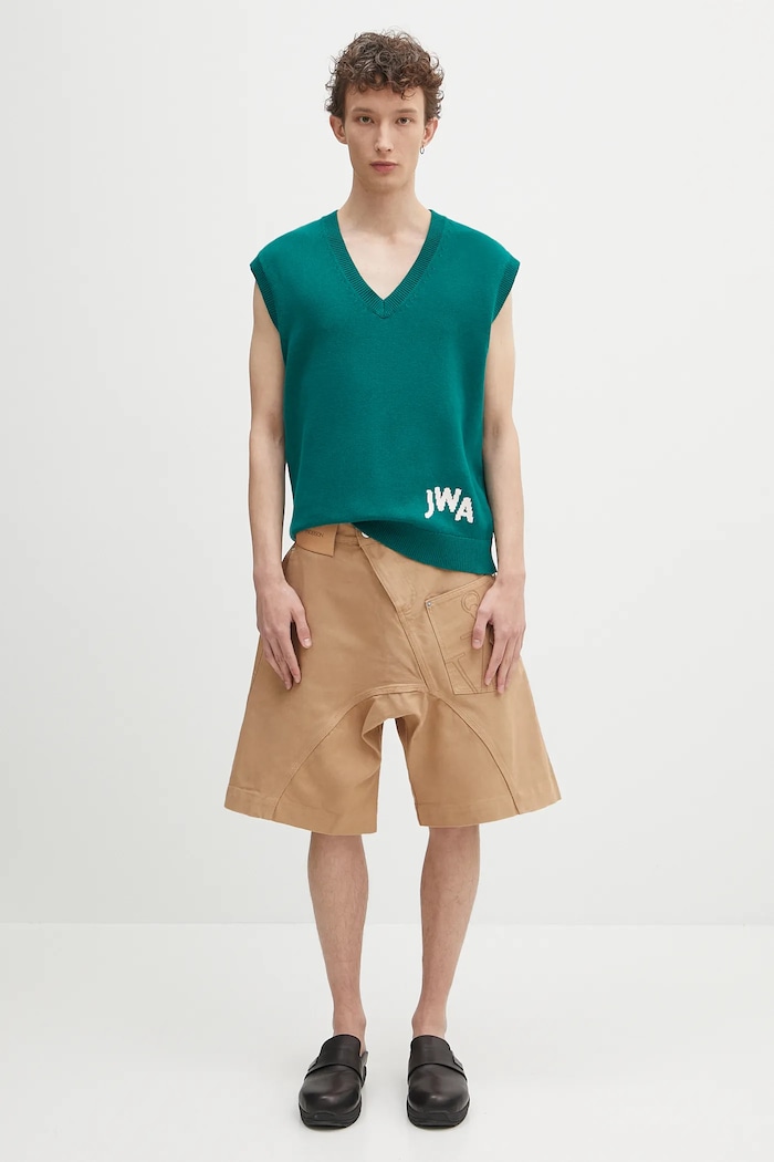 Vesta s prímesou kašmíru JW Anderson Jwa V Neck KW1349.YN0398.540 zelená