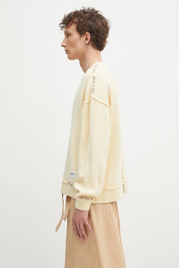 NEIGHBORHOOD wool blend jumper Savage Crewneck Sweater 242FUNH.KNM01 yellow SS25