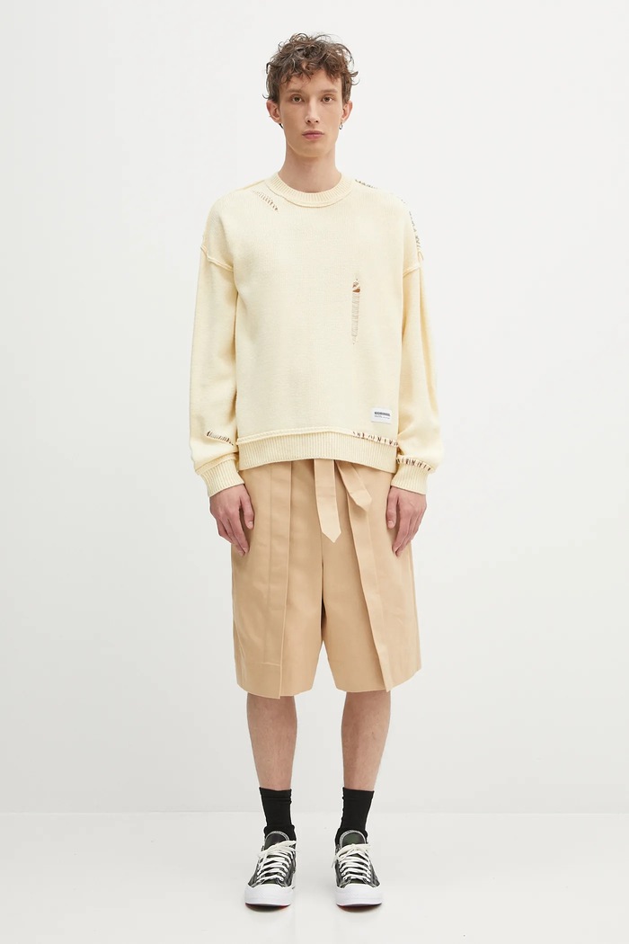 NEIGHBORHOOD wool blend jumper Savage Crewneck Sweater 242FUNH.KNM01 yellow