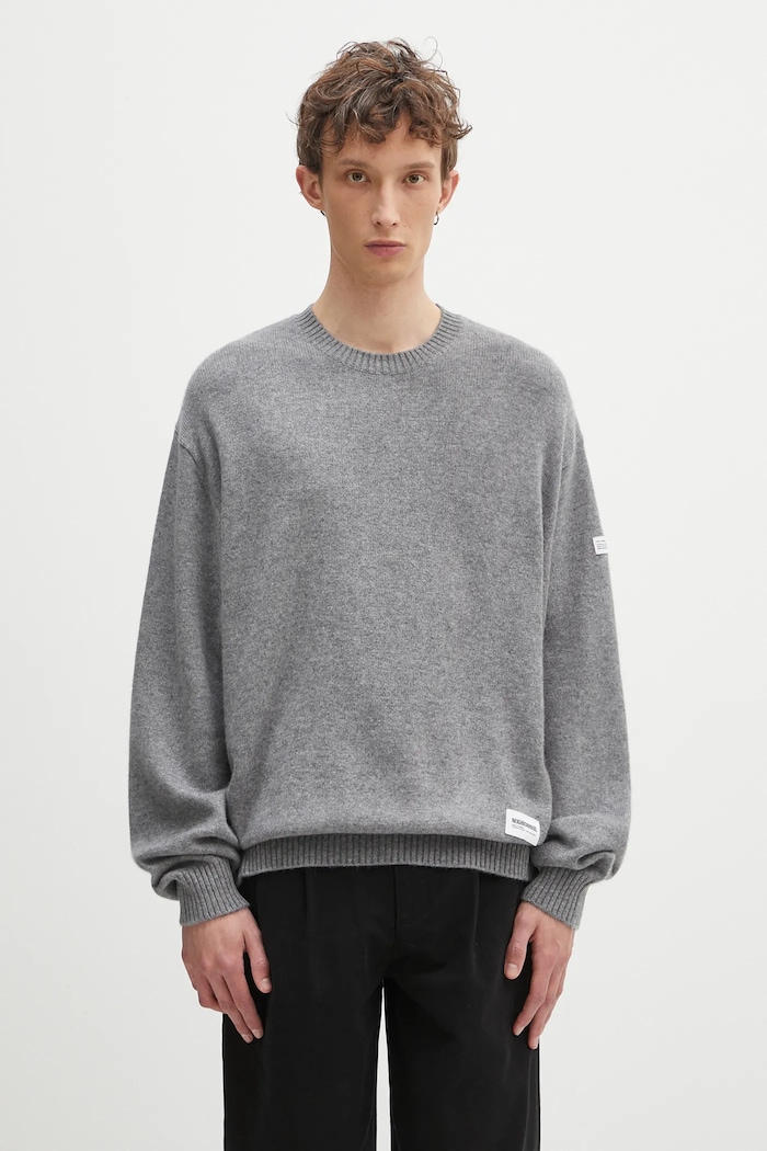 NEIGHBORHOOD cashmere jumper Cashmere Crewneck Sweater medium thickness gray 242NGNH.KNM01