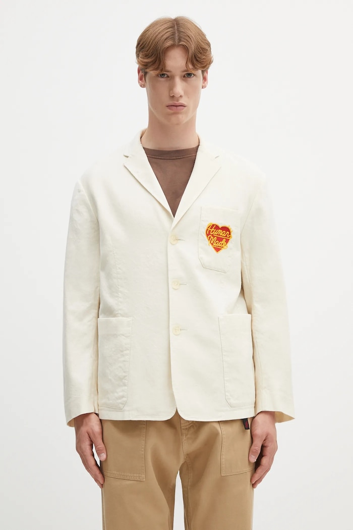 Μάλλινο σακάκι Human Made Wool Blend Blazer κανονικό μπεζ HM29JK022