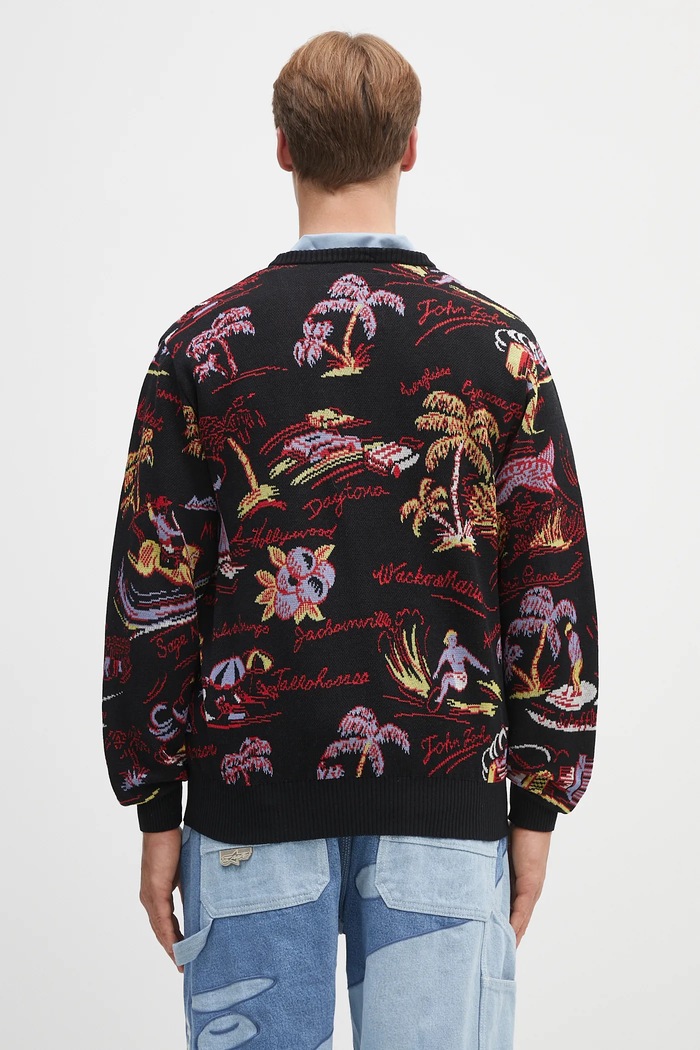 Odjeća Pamučni kardigan Wacko Maria jacquard 25SS.WMK.KN20 crna