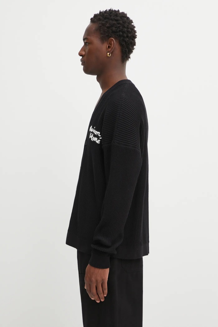 Kardigán Maison Kitsuné Maison Kitsune Handwriting Comfort OM00505KT1126 čierna SS25
