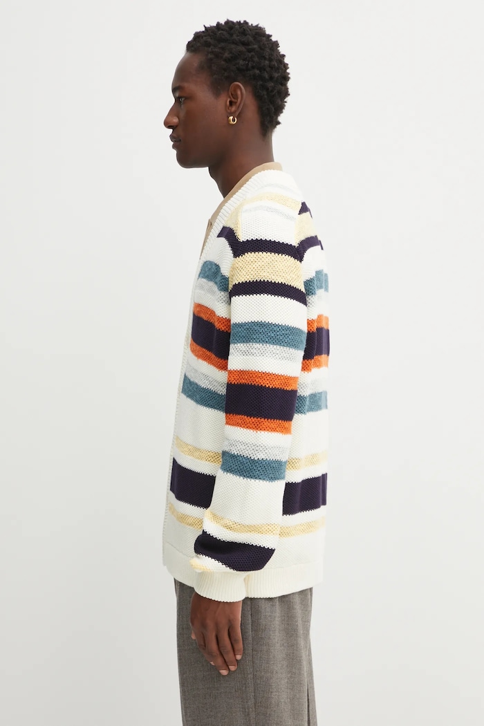 Sveter Maison Kitsuné Comfort Striped OM00506KT1129 béžová SS25